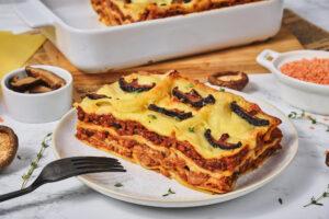 Lasagna cu hribi și linte roșie